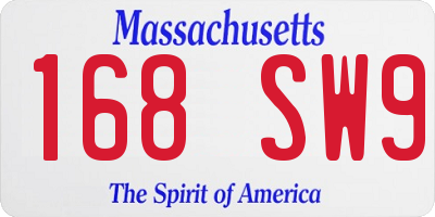 MA license plate 168SW9