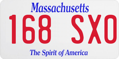 MA license plate 168SX0