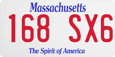 MA license plate 168SX6