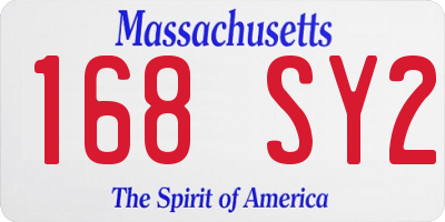 MA license plate 168SY2
