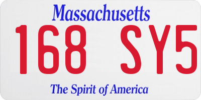 MA license plate 168SY5