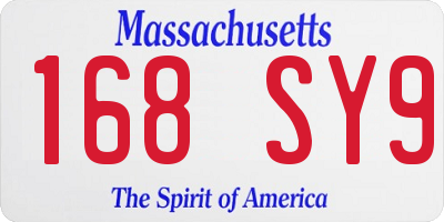 MA license plate 168SY9