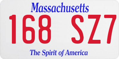 MA license plate 168SZ7