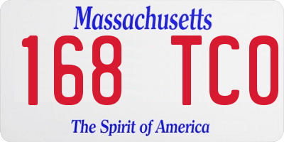 MA license plate 168TC0
