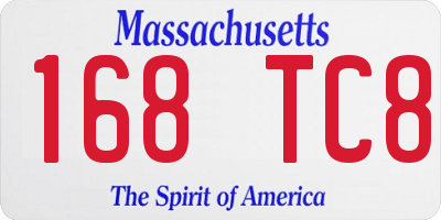MA license plate 168TC8