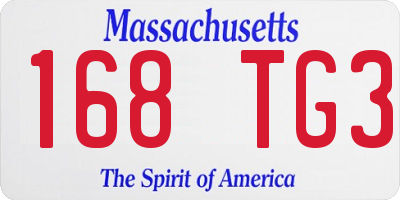 MA license plate 168TG3