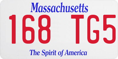 MA license plate 168TG5