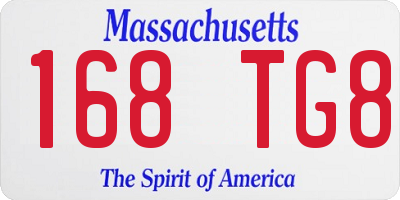 MA license plate 168TG8