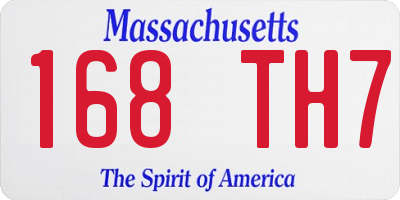 MA license plate 168TH7