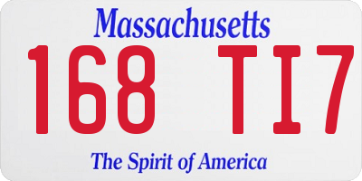 MA license plate 168TI7