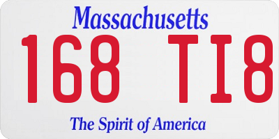 MA license plate 168TI8