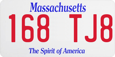 MA license plate 168TJ8