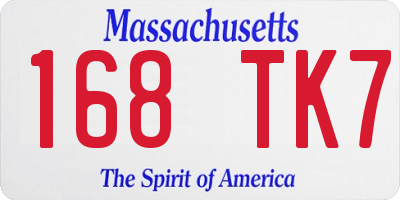 MA license plate 168TK7