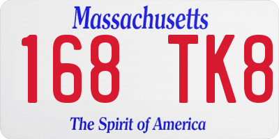 MA license plate 168TK8