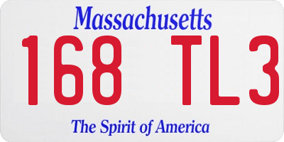 MA license plate 168TL3