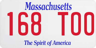 MA license plate 168TO0