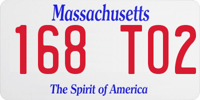 MA license plate 168TO2
