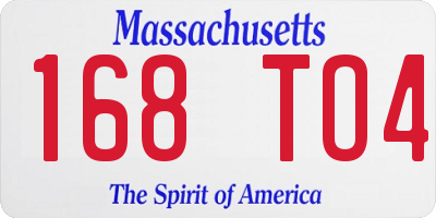 MA license plate 168TO4