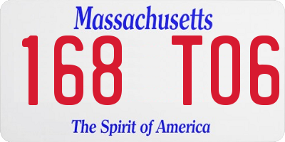 MA license plate 168TO6