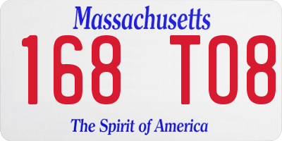 MA license plate 168TO8