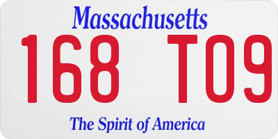 MA license plate 168TO9
