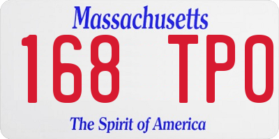 MA license plate 168TP0