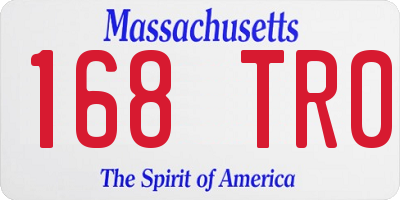 MA license plate 168TR0