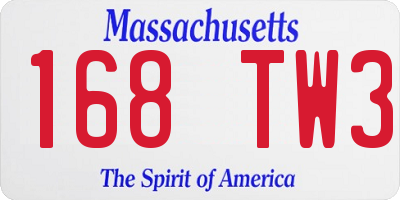 MA license plate 168TW3
