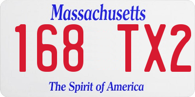MA license plate 168TX2