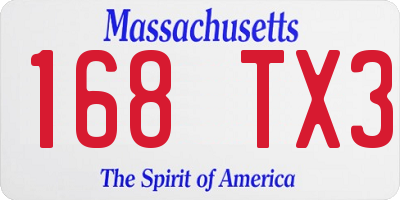 MA license plate 168TX3