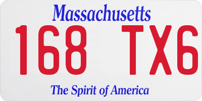 MA license plate 168TX6