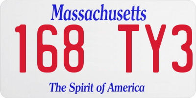 MA license plate 168TY3