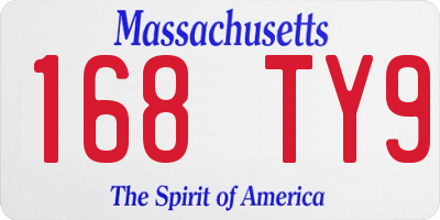 MA license plate 168TY9
