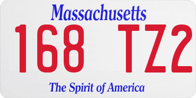 MA license plate 168TZ2