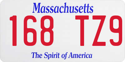 MA license plate 168TZ9