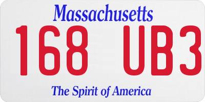 MA license plate 168UB3