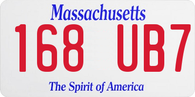 MA license plate 168UB7