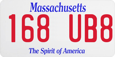 MA license plate 168UB8