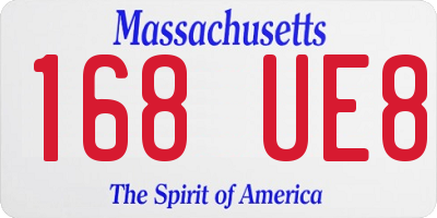 MA license plate 168UE8