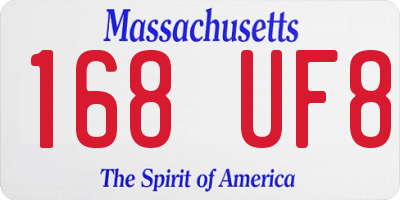 MA license plate 168UF8