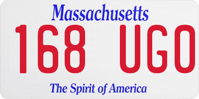 MA license plate 168UG0