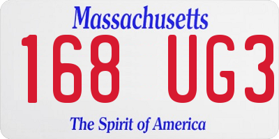 MA license plate 168UG3