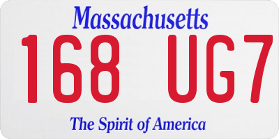 MA license plate 168UG7