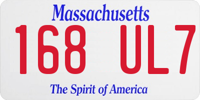 MA license plate 168UL7