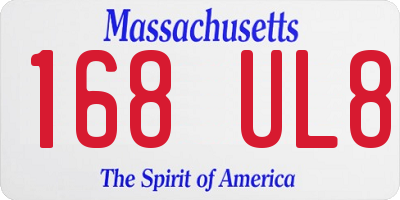 MA license plate 168UL8