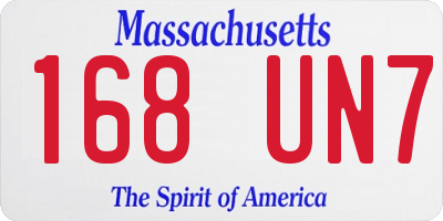 MA license plate 168UN7