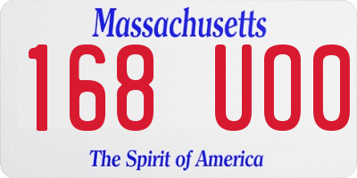 MA license plate 168UO0
