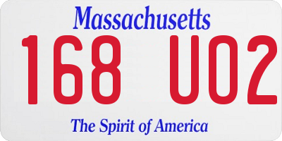 MA license plate 168UO2