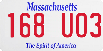 MA license plate 168UO3