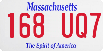 MA license plate 168UQ7